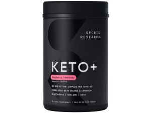 Sports Research Keto Plus cetonas exógenas con goBHB - 30 porciones | Polvo de electrolitos Keto para hidratación, energía, concentración y cetosis | Certificado Keto, apto para veganos (limonada de frambuesa)
