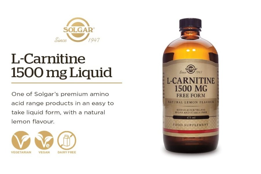 Solgar L-Carnitina 1500 mg Líquido, 16 oz. - Sabor natural a limón - Salud del corazón - Apoya la energía, el metabolismo, la resistencia al ejercicio y la recuperación - Sin OGM, vegano, sin gluten ni lácteos - Aproximadamente 31 porciones - Image 3