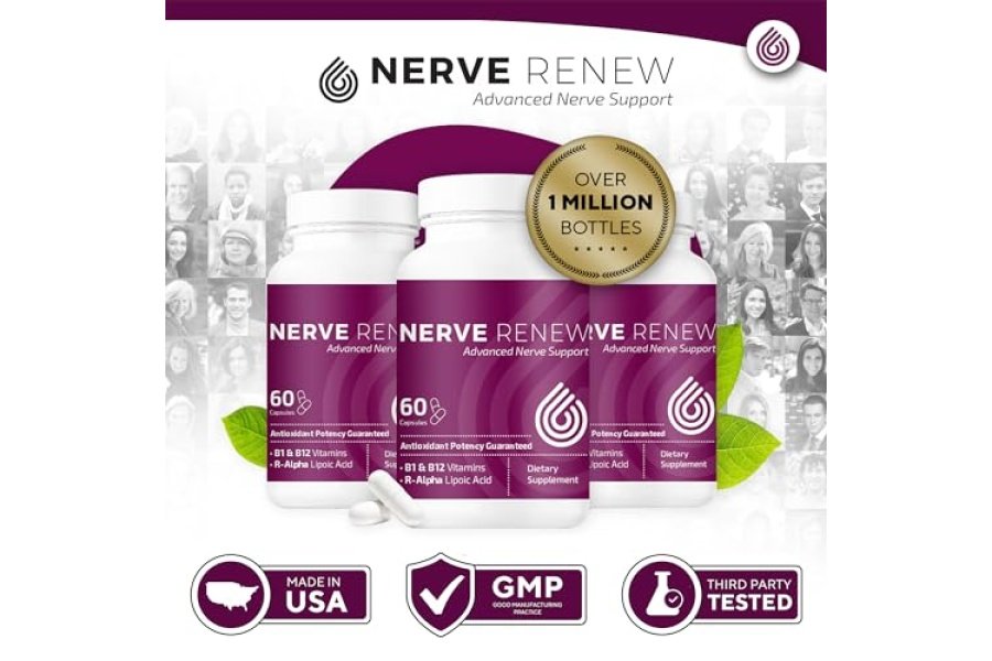 NERVE RENEW Soporte nervioso avanzado - Soporte natural para molestias nerviosas con ácido R-alfa lipoico y complejo de vitamina B - 60 cápsulas - Potencia antioxidante, fórmula de acción rápida - Image 8