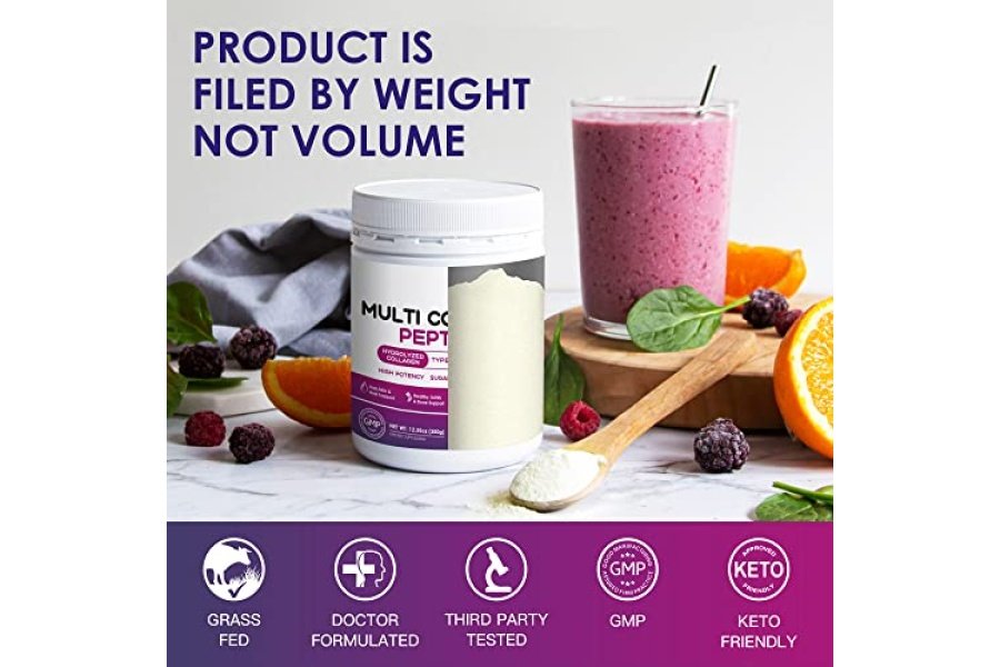 NATURE TARGET Polvo de péptidos de colágeno múltiple - Tipo I, II, III, V, X - Péptidos de colágeno hidrolizados con ácido hialurónico de vitamina C, apoya la piel, el cabello, las uñas y las articulaciones, alimentado con pasto, sin OGM, 35 porciones - Image 7