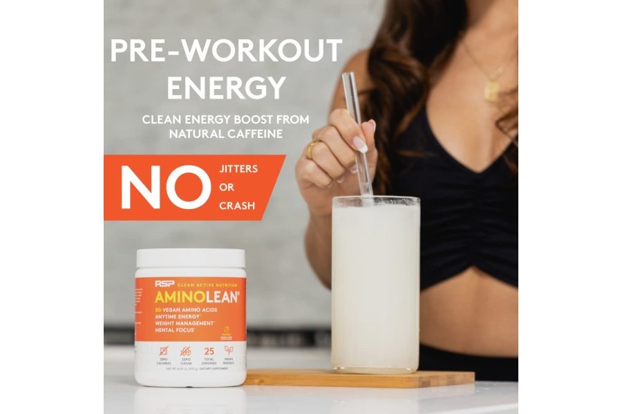 RSP AminoLean - Preentrenamiento natural todo en uno, Aminoenergía, Control de peso - BCAA veganos, Preentrenamiento para hombres y mujeres, Acai, 25 porciones - Image 4