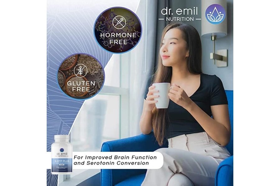DR. EMIL NUTRITION 200 MG 5-HTP Plus con SAM-e para mantener un sueño normal y saludable y crear una sensación de bienestar - Suplemento 5HTP con vitamina B6-60 cápsulas veganas, 30 porciones - Image 5