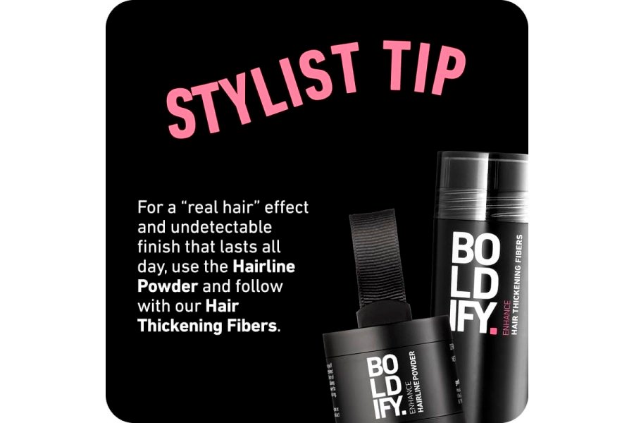 BOLDIFY Hairline Powder - Retoque de raíces y cobertura de pérdida de cabello, cobertura gris instantánea, polvo de color de cabello a prueba de manchas de 48 horas para mujeres y hombres, fibras capilares y alternativa para decoración del cabello (marrón oscuro) - Image 8