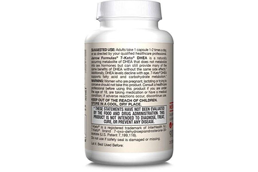 Jarrow Formulas 7-Keto DHEA 100 mg - Hasta 90 porciones (cápsulas vegetales) Suplemento dietético - Apoyo al metabolismo de los carbohidratos - Sin OGM - Sin gluten - Vegano - Image 9