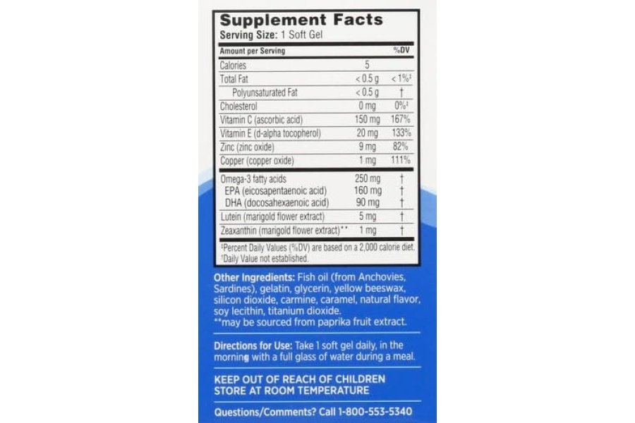 Suplemento vitamínico y mineral para ojos Ocuvite, contiene zinc, vitaminas C, E, omega 3, luteína y zeaxantina, 90 cápsulas blandas (el embalaje puede variar) - Image 14