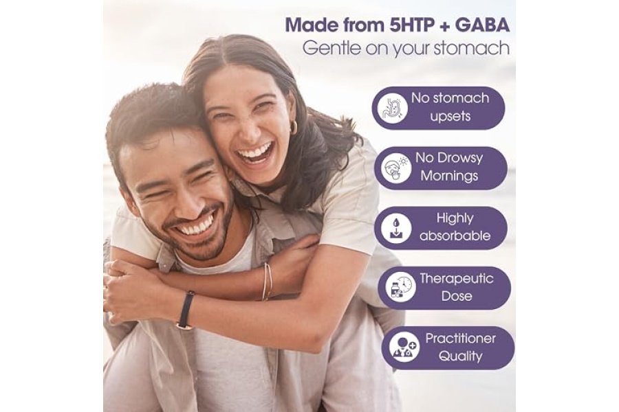 Suplemento puro de 5-HTP (5-hidroxitriptófano) más GABA - para el control del sueño, el estado de ánimo y el estrés - 60 cápsulas vegetales - Image 5