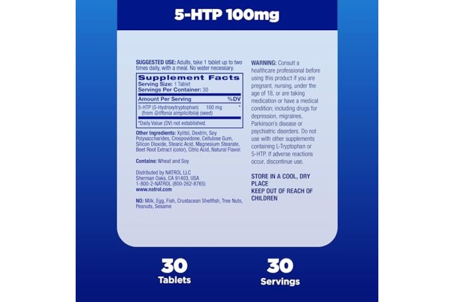 Natrol 5-HTP 100 mg, suplemento dietético sin medicamentos que ayuda a mantener un estado de ánimo equilibrado, 30 tabletas de disolución rápida con sabor a bayas mixtas, suministro para 15 a 30 días - Image 5