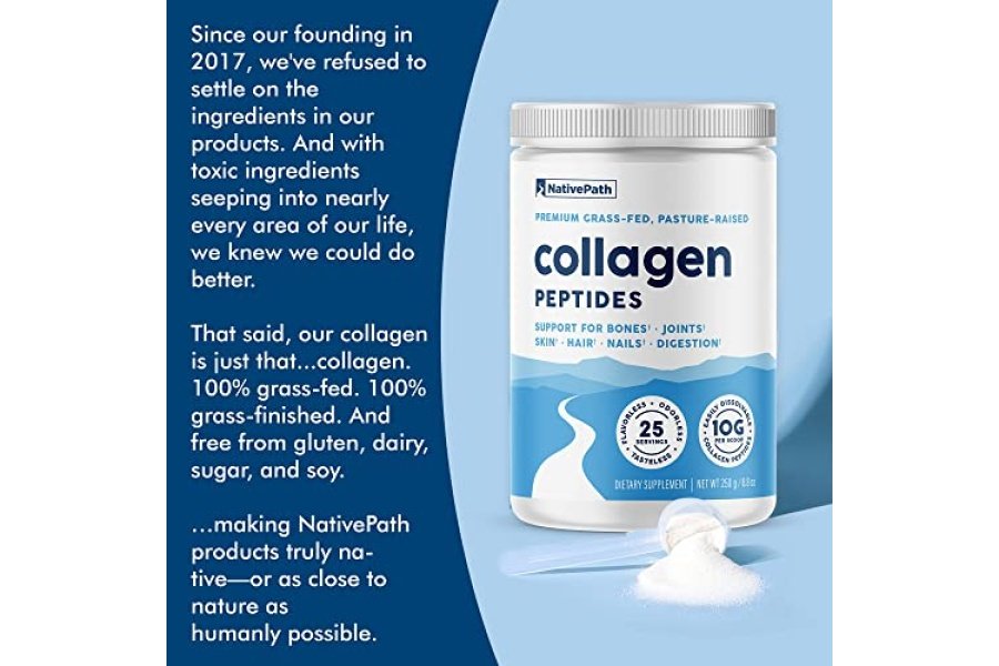 Proteína de péptidos de colágeno NativePath - Polvo de colágeno hidrolizado tipo 1 y 3 para piel, cabello y uñas - 8.8 oz (25 porciones) - Image 8