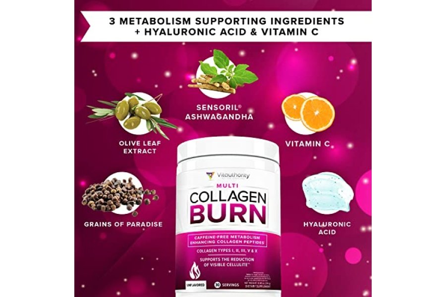 Polvo de colágeno hidrolizado para bajar de peso - Collagen Burn Ultimate Beauty Complex Multi péptidos de colágeno en polvo para mujeres con tipos I II III V y X para apoyo a la quema de grasa - Sin sabor - Image 5