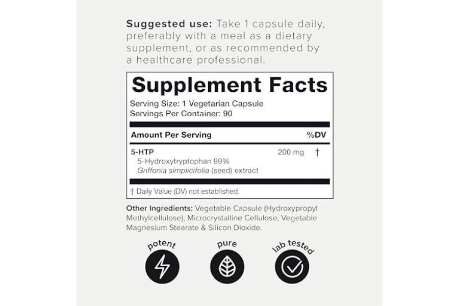 Cápsulas Toniiq Ultra High Strength 5HTP - 99%+ altamente purificadas y biodisponibles - Extracto concentrado 12:1 - 200 mg - 90 cápsulas vegetales - Image 2