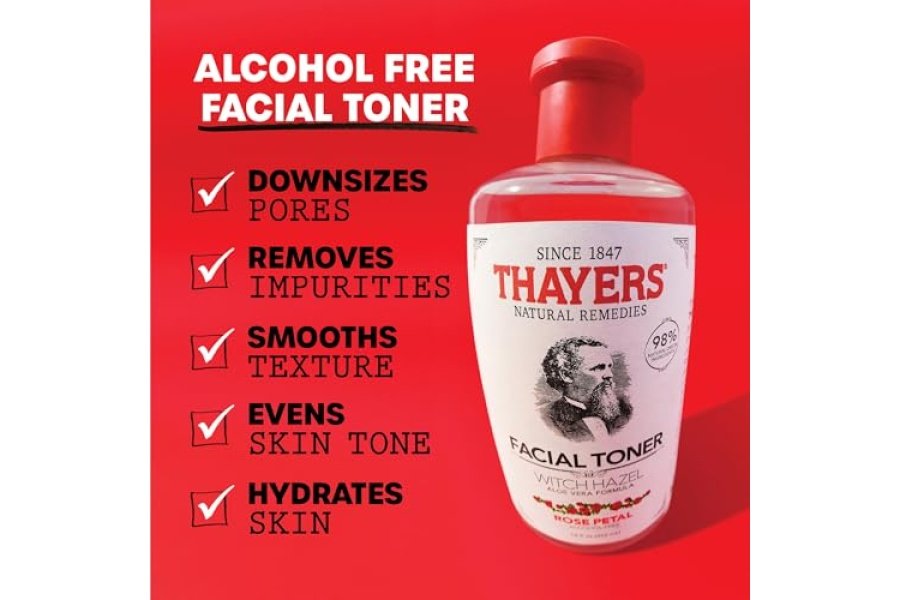 Thayers Tónico facial sin alcohol con pétalos de rosa y hamamelis para piel brillante, tónico calmante, hidratante y refrescante para piel normal y mixta, 12 oz - Image 2