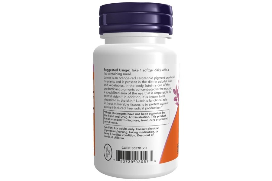 NOW Suplementos, luteína 10 mg con 10 mg de luteína libre de ésteres de luteína, 120 cápsulas blandas - Image 3
