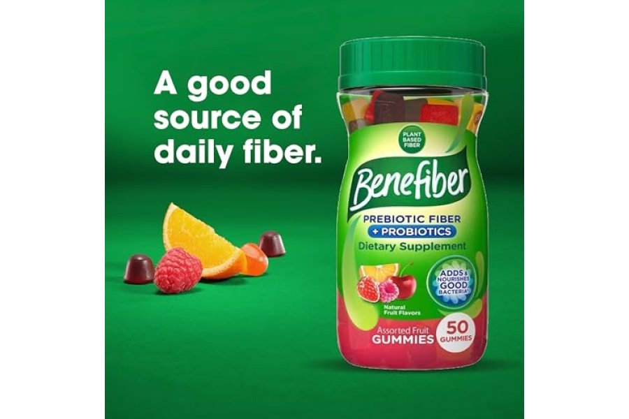 Gomitas de suplemento de fibra prebiótica Benefiber con probióticos para la salud digestiva, sabores de frutas variados, 50 unidades - Image 4