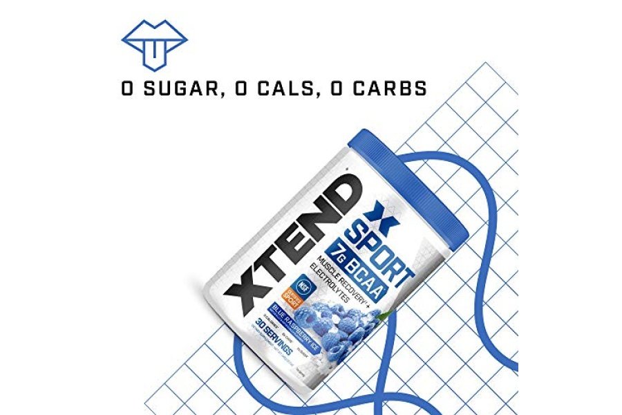 XTEND Sport BCAA Powder Blue Raspberry Ice - Polvo de electrolitos para recuperación e hidratación con aminoácidos - 30 porciones - Image 5