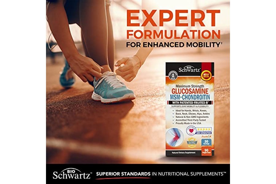 Suplemento de apoyo para las articulaciones de triple fuerza con glucosamina, condroitina MSM, con péptidos de colágeno, cúrcuma y jengibre, ácido hialurónico, sulfato de glucosamina y condroitina, sin gluten, sin OGM, 90 cápsulas - Image 5