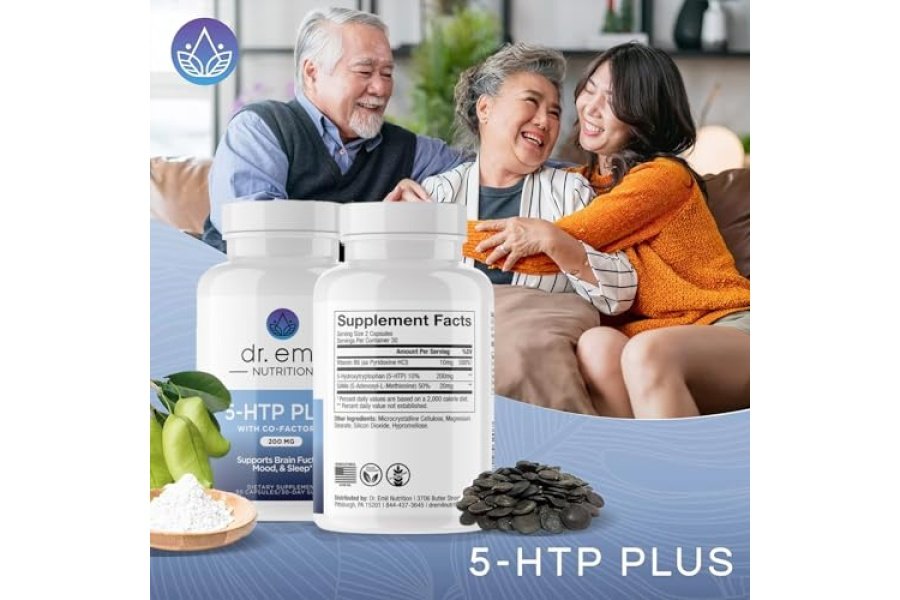 DR. EMIL NUTRITION 200 MG 5-HTP Plus con SAM-e para mantener un sueño normal y saludable y crear una sensación de bienestar - Suplemento 5HTP con vitamina B6-60 cápsulas veganas, 30 porciones - Image 4