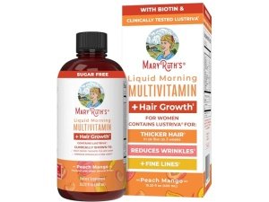Multivitamina líquida de MaryRuth + Crecimiento del cabello Lustriva® | Biotina 10000mcg | Vitamina D | Vitaminas B | Clínicamente probado para cabello más grueso, arrugas, líneas finas y cuidado de la piel | Mayores de 18 años | 15 onzas líquidas