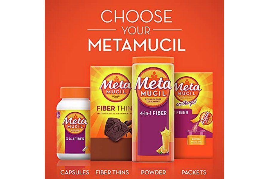 Metamucil, suplemento de fibra en polvo de cáscara de psyllium sin sabor, natural sin edulcorantes añadidos, polvo de fibra de cáscara de psyllium 4 en 1 para la salud digestiva, marca de fibra número 1 recomendada por médicos, 114 cucharaditas - Image 6