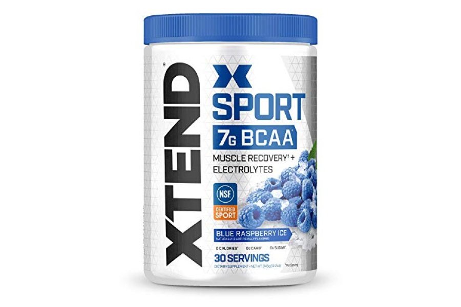 XTEND Sport BCAA Powder Blue Raspberry Ice - Polvo de electrolitos para recuperación e hidratación con aminoácidos - 30 porciones