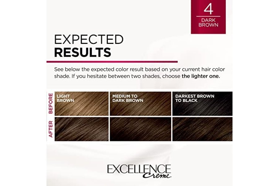 L'Oreal Paris Excellence Creme Color permanente para el cabello, 4 marrón oscuro, tinte para el cabello con cobertura 100% gris, paquete de 1 - Image 7