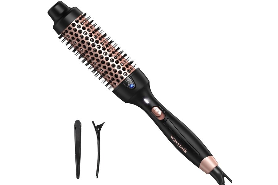 Cepillo térmico Wavytalk Pro para un aspecto soplado, cepillo redondo con calefacción iónica de 1 1/2 pulgadas que hace que el cabello sea más suave, cepillo redondo térmico de doble voltaje para obtener rizos naturales, fácil de usar, calentamiento rápido 30S