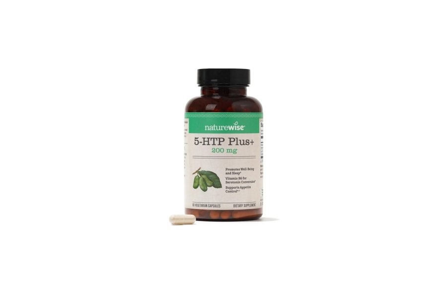NatureWise 5-HTP 200 mg de apoyo al estado de ánimo, ayuda natural para dormir ayuda a promover hábitos alimentarios saludables, cápsulas de liberación retardada fáciles de digerir mejoradas con vitamina B6, sin OGM (suministro para 2 meses - 60 unidades)