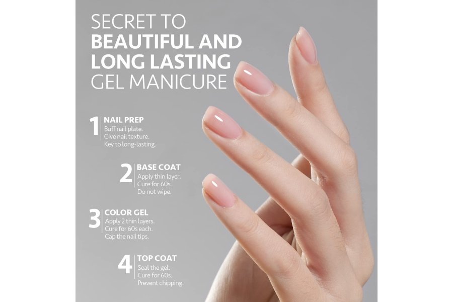 GAOY Juego de 2 capas superiores y base de gel vidrioso de 0.6 fl oz, combinación de base sin limpiar para esmalte de uñas de curado con luz UV - Image 5