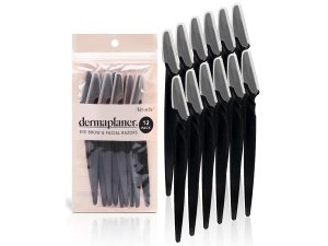 Kitsch Dermaplaning Tool - Maquinillas de afeitar faciales para mujeres y hombres, recortadora de cejas y afeitadora facial para mujeres, depilación facial para mujeres y hombres, maquinilla de afeitar Dermaplane para cara de mujer, 12 piezas (negro)