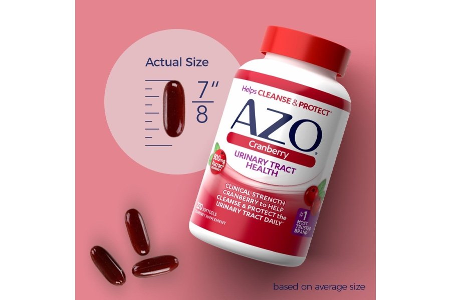 Suplemento de arándano AZO, elaborado con polvo concentrado de arándano de fruta entera para ayudar a limpiar y proteger el tracto urinario*, pastillas de arándano sin azúcar, sin OGM, 100 cápsulas blandas - Image 3