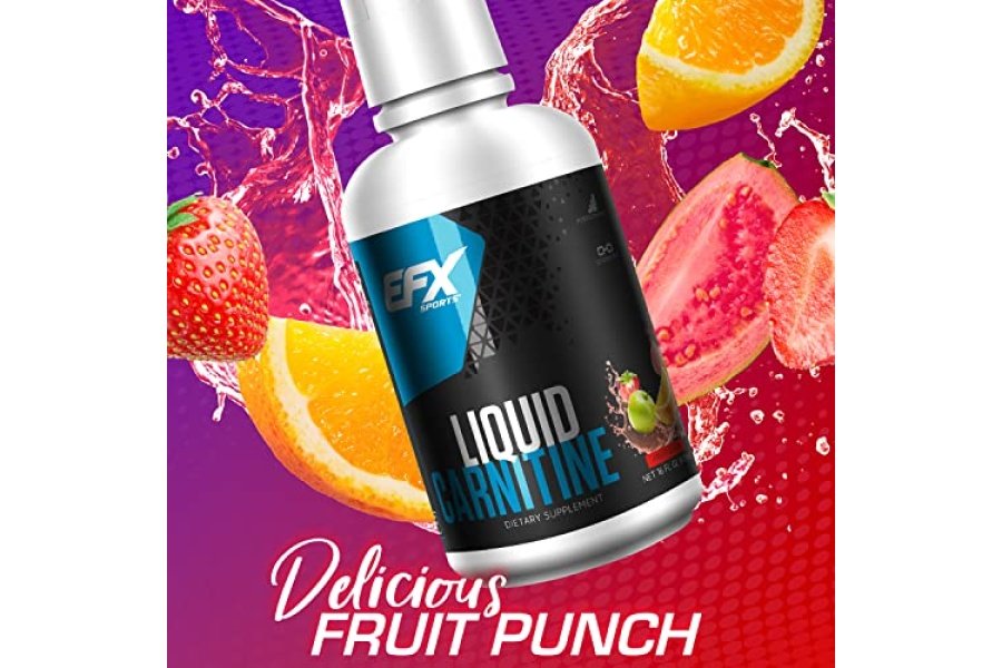 EFX Sports L-Carnitina líquida 1500 mg, mejora el rendimiento y la fuerza, vitamina B5 (31 porciones, ponche de frutas) - Image 6