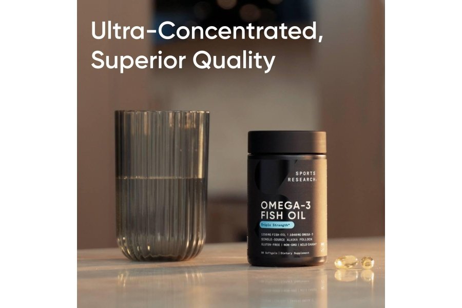 Sports Research Aceite de pescado Omega 3 de triple potencia - Suplemento de aceite de pescado sin eructos con ácidos grasos EPA y DHA de abadejo salvaje de Alaska de una sola fuente - 1250 mg, 90 ct - Image 5