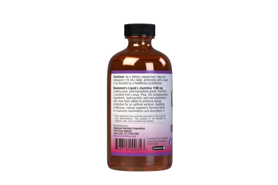 Bluebonnet L-carnitina líquida 1100 mg, frambuesa, 8 onzas líquidas - Image 3