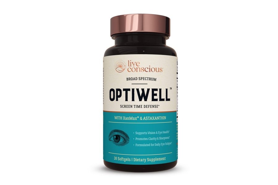 Live Conscious Eye Vitamins Select AREDS 2 ingredientes con vitamina E, luteína y astaxantina - OptiWell Eye Health Suplemento y soporte de luz azul - 30 cápsulas blandas