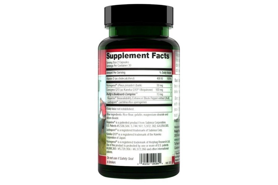 Purity Products Pycnogenol + CoQ10 Super Fórmula Kaneka Q10 fabricado en EE. UU. - Apoya la salud cardíaca + circulatoria, cerebro saludable y función inmune - Ayuda a mantener ojos y piel saludables - 60 cápsulas - Image 4