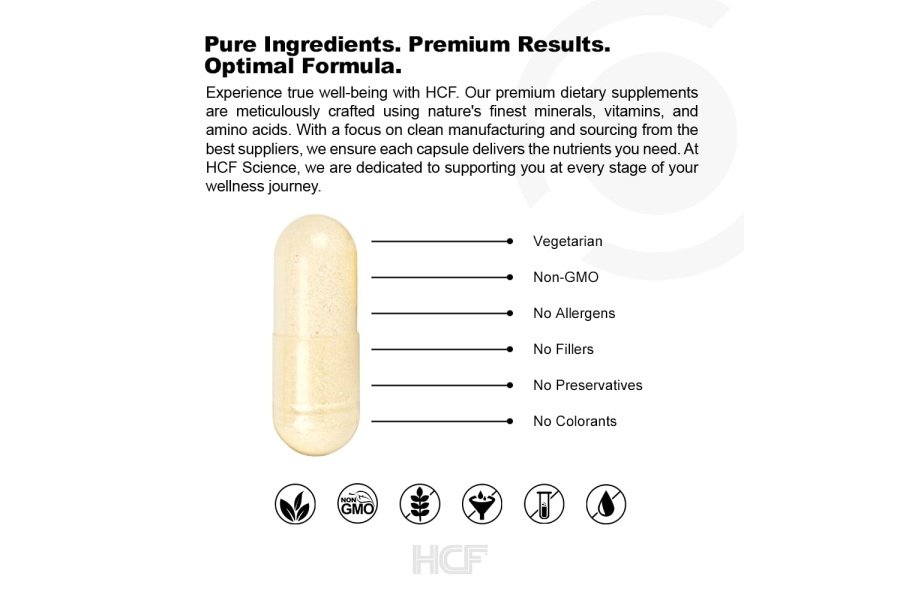 HCF Happy, Calm & Focused - Suplemento de enfoque nootrópico natural - Aumenta la concentración, mejora el enfoque, ayuda a la calma natural y alivia el estrés - 90 cápsulas para hombres y mujeres - Suplemento cerebral sin cafeína - Image 3
