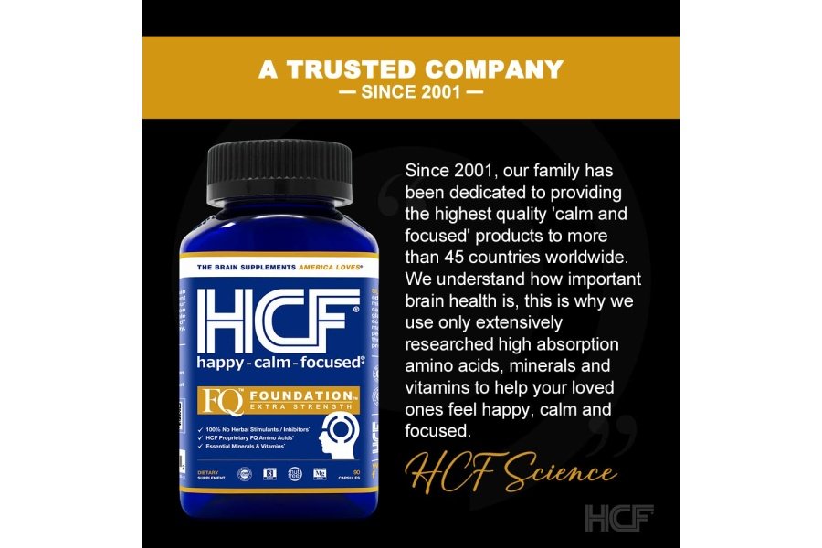 HCF Happy, Calm & Focused - Suplemento de enfoque nootrópico natural - Aumenta la concentración, mejora el enfoque, ayuda a la calma natural y alivia el estrés - 90 cápsulas para hombres y mujeres - Suplemento cerebral sin cafeína - Image 9