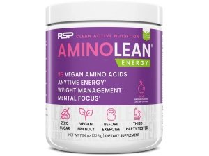 RSP AminoLean - Preentrenamiento natural todo en uno, Aminoenergía, Control de peso - BCAA veganos, Preentrenamiento para hombres y mujeres, Acai, 25 porciones