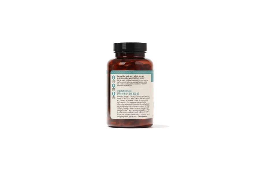 Suplemento de aceite de pescado Omega 3 extrafuerte NatureWise - 1000 mg por porción - 600 EPA y 400 DHA y vitamina E - Apoyo para la salud del corazón y el cerebro - Sabor a limón, sin OGM - 60 cápsulas blandas [suministro para 1 mes] - Image 5