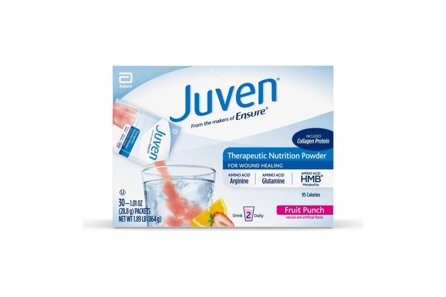 Juven Therapeutic Nutrition Bebida Mezcla en polvo para apoyo a la curación de heridas, incluye proteína de colágeno, ponche de frutas, 30 unidades