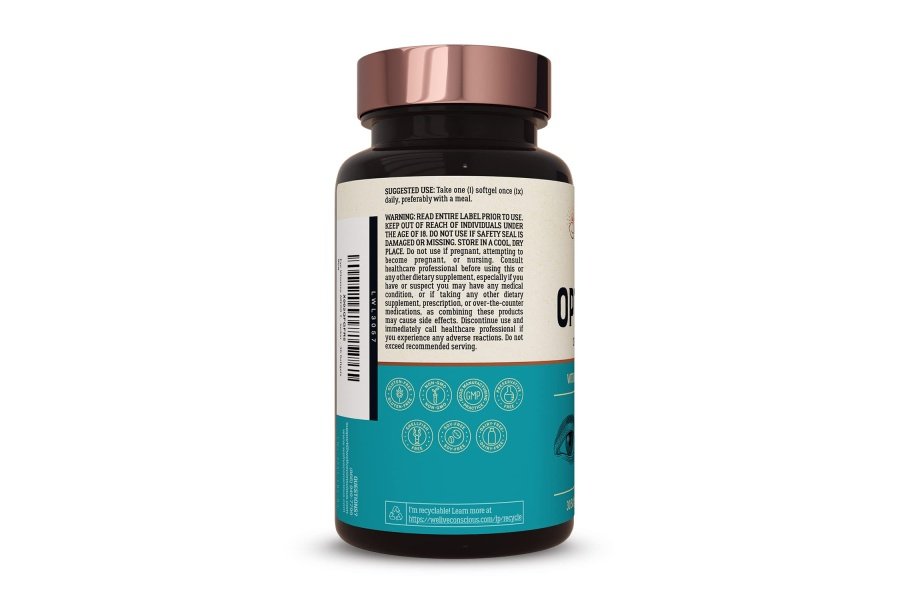 Live Conscious Eye Vitamins Select AREDS 2 ingredientes con vitamina E, luteína y astaxantina - OptiWell Eye Health Suplemento y soporte de luz azul - 30 cápsulas blandas - Image 5