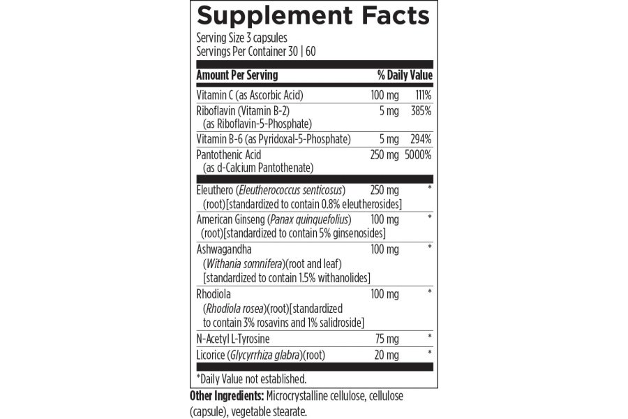 Designs for Health Adrenotone - Suplemento de apoyo a la energía y el estado de ánimo con Rhodiola Rosea, Ashwagandha, vitaminas B6, B2 + B5 - Diseñado para apoyar niveles saludables de cortisol (180 cápsulas) - Image 3