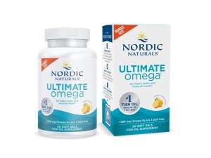 Nordic Naturals Ultimate Omega, sabor a limón - 90 cápsulas blandas - 1280 mg de Omega-3 - Suplemento de aceite de pescado Omega-3 de alta potencia con EPA y DHA - Promueve la salud del cerebro y el corazón - Sin OGM - 45 porciones