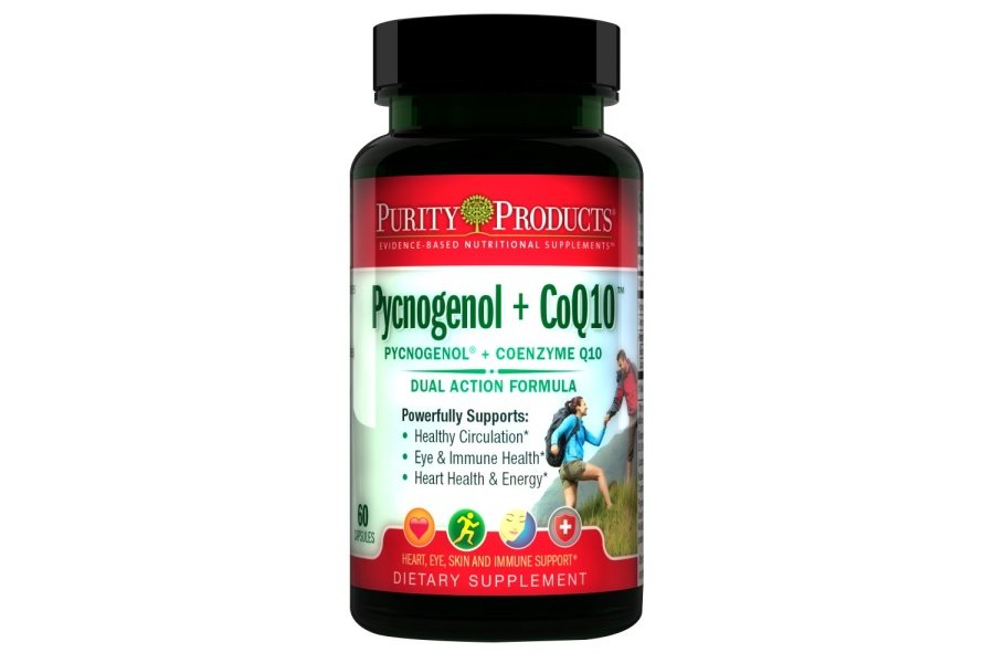 Purity Products Pycnogenol + CoQ10 Super Fórmula Kaneka Q10 fabricado en EE. UU. - Apoya la salud cardíaca + circulatoria, cerebro saludable y función inmune - Ayuda a mantener ojos y piel saludables - 60 cápsulas
