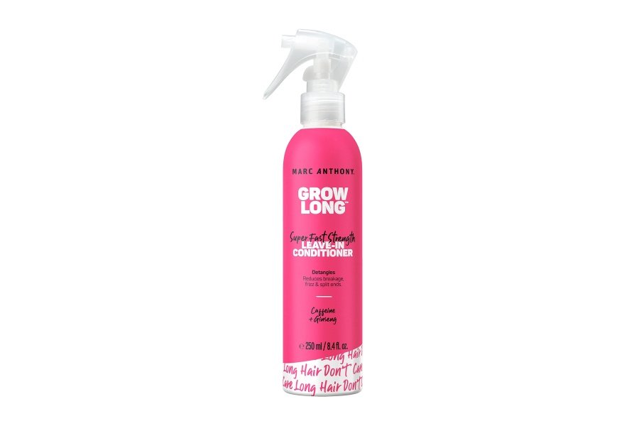 Marc Anthony Acondicionador sin enjuague en spray y desenredante, Grow Long Biotin - Acondicionador profundo anti-encrespamiento para puntas abiertas y roturas - Vitamina E, cafeína y ginseng para cabello rizado, seco y dañado