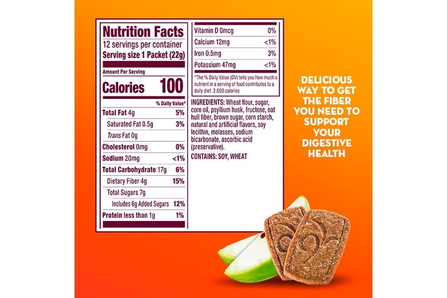 Metamucil, Fiber Thins, suplemento diario de fibra de cáscara de psyllium, apoya la salud digestiva y satisface el hambre, sabor crujiente de manzana, 48 porciones totales (4 paquetes de 12) - Image 8