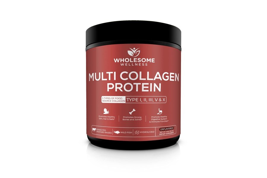 Polvo de proteína de colágeno múltiple hidrolizado (tipo I II III V X) Caldo súper hueso todo en uno alimentado con pasto + péptidos de colágeno - Mezcla premium de carne de res, pollo, pescado salvaje y colágeno de cáscara de huevo alimentados con pasto