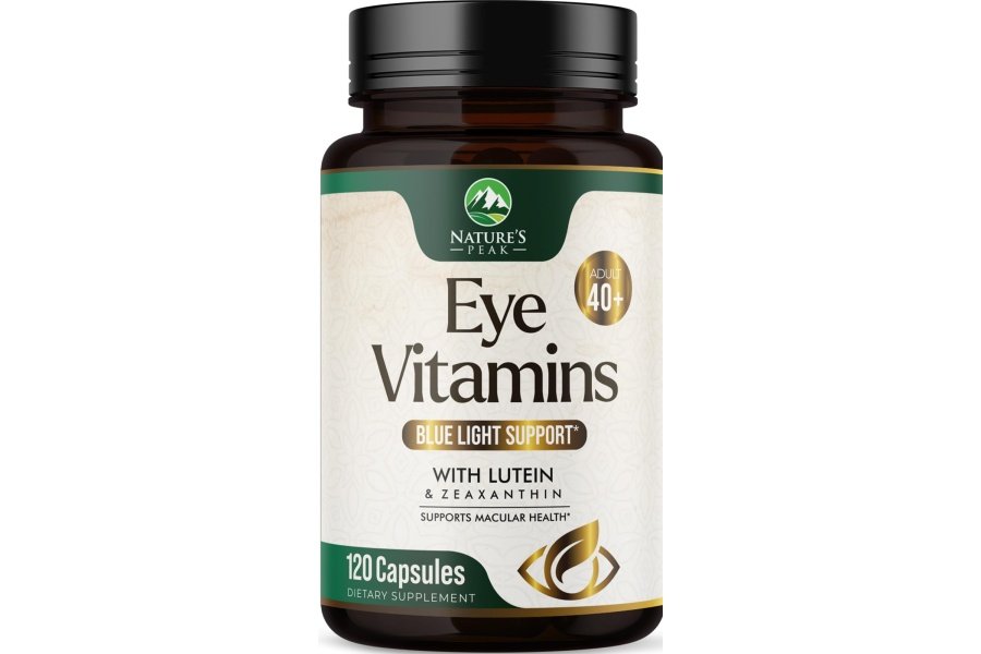 Suplemento de vitaminas y minerales para los ojos con luteína, zeaxantina, arándano y zinc, apoya la fatiga ocular, salud de la visión para adultos con vitaminas C y E, sin OGM, suplemento de vitaminas veganas para los ojos - 120 cápsulas