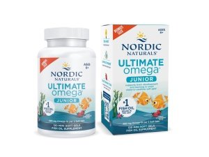 Nordic Naturals Ultimate Omega Jr., Fresa - 120 mini geles blandos - 680 Omega-3 totales con EPA y DHA - Salud cerebral, estado de ánimo, aprendizaje - Sin OGM - 60 porciones