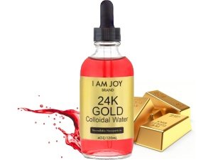 Soy Joy co. Oro coloidal líquido 24k 99,99% puro 100ppm rojo rubí a base de agua electrólisis totalmente natural botella de vidrio de 4oz