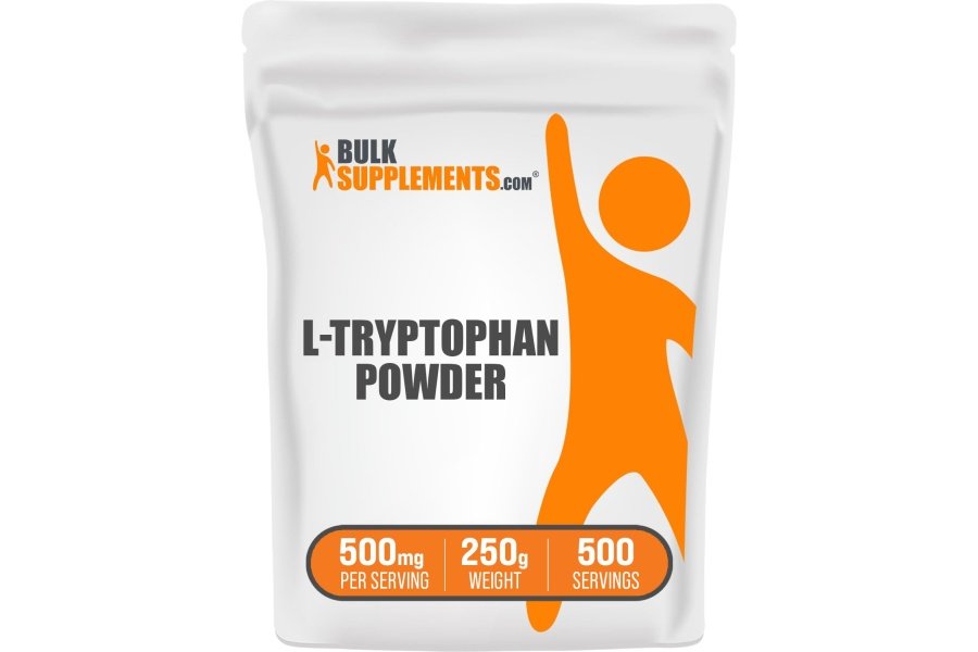 BulkSupplements.com L-triptófano en polvo - L-triptófano 500 mg, suplemento de triptófano - Suplemento de aminoácidos, sin gluten, 500 mg por porción, 250 g (8,8 oz) (paquete de 1)